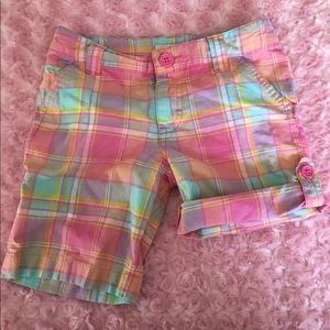 ⭐️ Pink Madras Plaid Roll-Up Bermuda Shorts